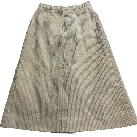 VTG A-line Wide Wale Corduroy Skirt Front Pleat Knee Length Womens Size XS Beige - Picture 4 of 9